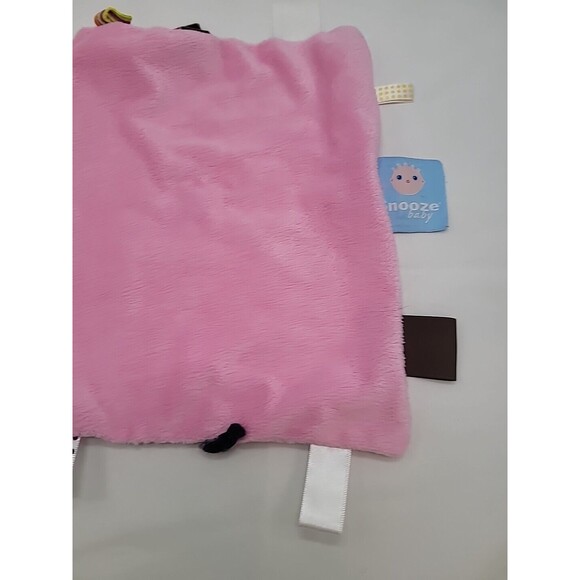 Snooze Baby Security Blanket Pink  And Pink and White Checkered Blanket Lovey - Picture 4 of 12